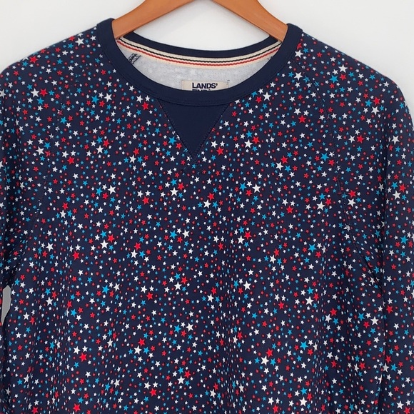 Brand New Lands End Serious Sweats French Terry Star Print Sweatshirt M - Picture 3 of 10